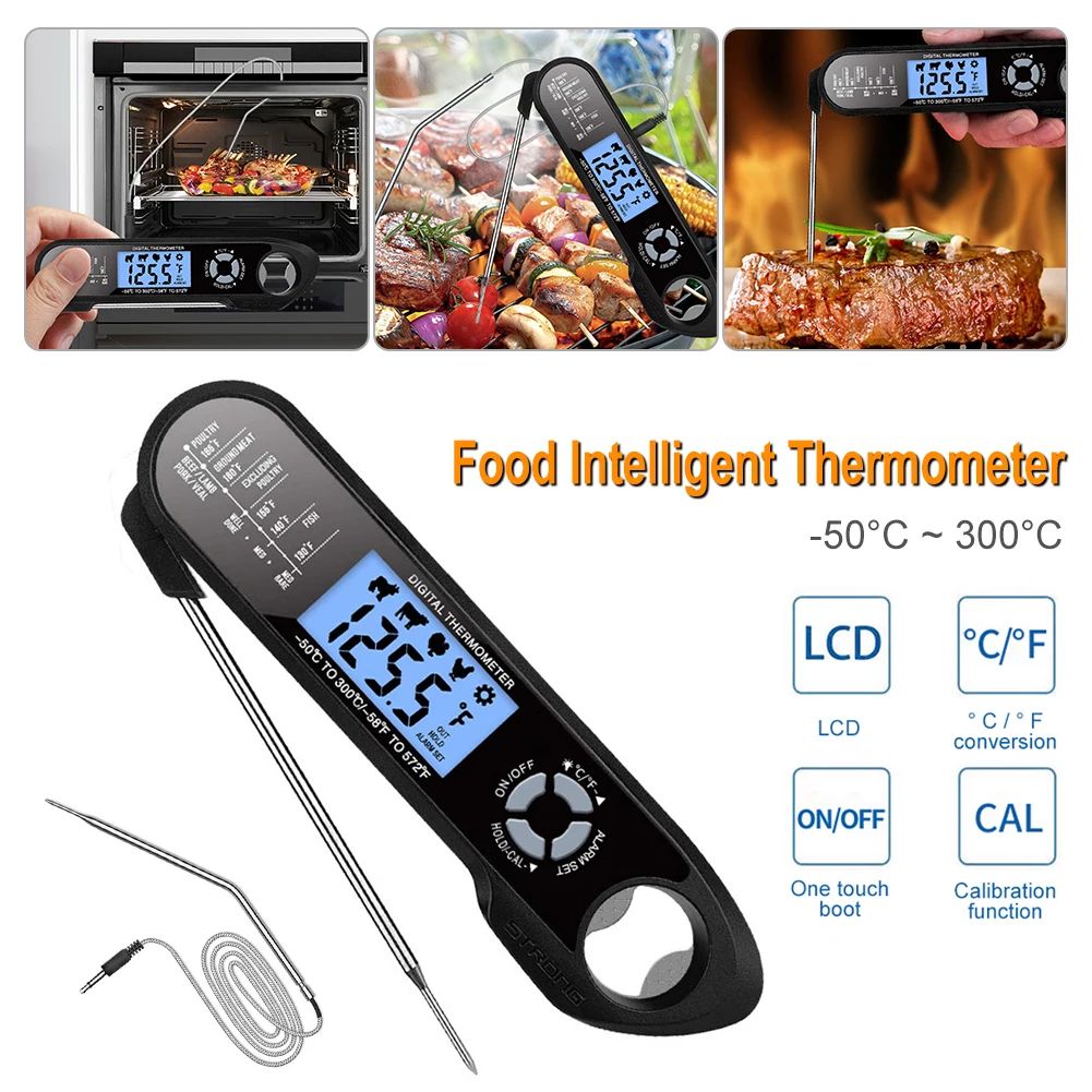 Meat Thermometer, Instant Read Food Thermometer for Cooking, Digital Food Thermometer with LCD Backlight Hygrometer
Meat Thermometer, Instant Read Food Thermometer for Cooking, Digital Food Thermometer with LCD Backlight Hygrometer