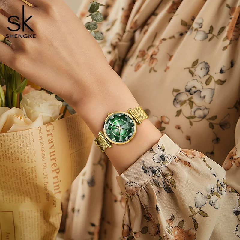 Design Shengke Original Relogio Women Watches Feminino Green Dial Stainless Steel Woman's Quartz Wristwatches For Ladies Clock
Design Shengke Original Relogio Women Watches Feminino Green Dial Stainless Steel Woman's Quartz Wristwatches For Ladies Clock
