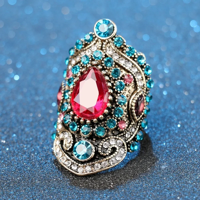 Vintage New Style Inlaid Red and Blue Crystal Rings for Women Unique Court Creative Noble Ring Gold Color Accessories ZHIXUN
Vintage New Style Inlaid Red and Blue Crystal Rings for Women Unique Court Creative Noble Ring Gold Color Accessories ZHIXUN