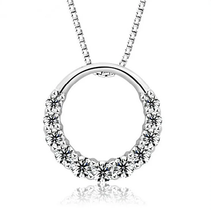 

Ажурное круглое ожерелье DAYIN из стерлингового серебра 925 пробы с 11 шт. кристаллами циркония, женское Подарочное колье-чокер с цепочкой длино...