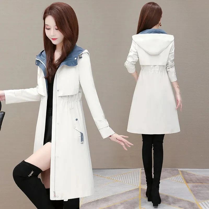 2022 Spring Autumn New Windbreaker Jacket Female Slim Waist All-match Womens Trench Coat Splicing Long Hooded Casual Overcoat
2022 Spring Autumn New Windbreaker Jacket Female Slim Waist All-match Womens Trench Coat Splicing Long Hooded Casual Overcoat