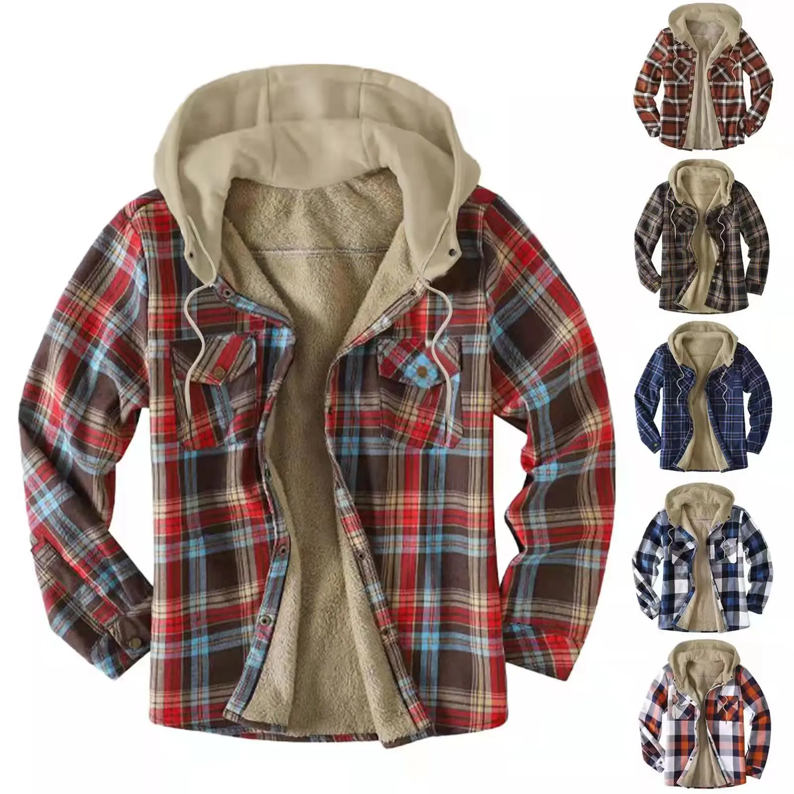 New style shirt European and American autumn and winter thick cotton plaid long-sleeved loose hooded jacket
New style shirt European and American autumn and winter thick cotton plaid long-sleeved loose hooded jacket