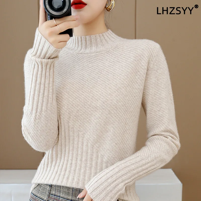 LHZSYY 100% Pure Wool Pullover Knitted Women's Sweater Autumn And Winter New Half Turtleneck Long Sleeve Loose Casual Cashmere
LHZSYY 100% Pure Wool Pullover Knitted Women's Sweater Autumn And Winter New Half Turtleneck Long Sleeve Loose Casual Cashmere