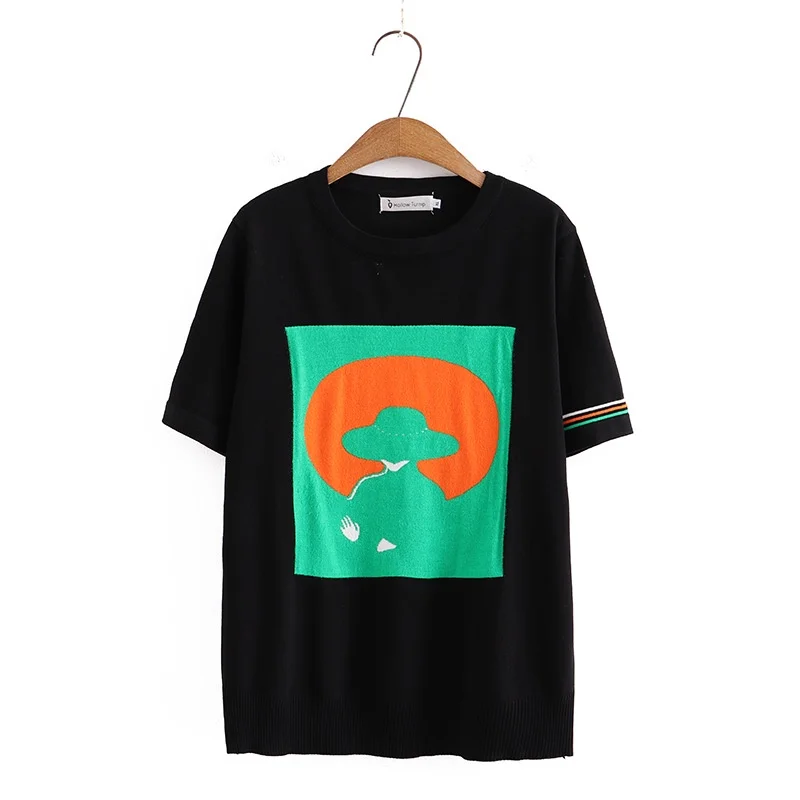 Plus Size Women's XL-4XL Short Sleeve Knitted Black Green T-shirts Oversized A-line Female Tops Vintage Casual Shirts
Plus Size Women's XL-4XL Short Sleeve Knitted Black Green T-shirts Oversized A-line Female Tops Vintage Casual Shirts