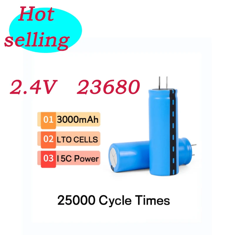 NEWEST 2.4V 3000mAh LTO 23680 Lithium Titanate Cell 15C Power Rechargeable Low Temperature Battery Cells 25000 Cycle Times
NEWEST 2.4V 3000mAh LTO 23680 Lithium Titanate Cell 15C Power Rechargeable Low Temperature Battery Cells 25000 Cycle Times