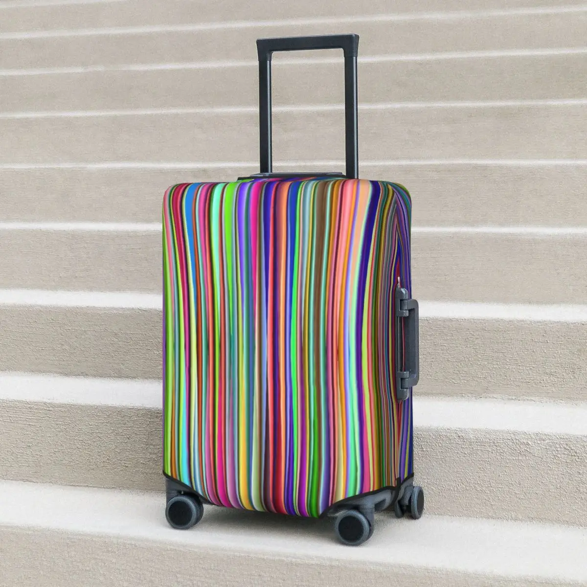 Abstract Rainbow Striped Suitcase Cover Colorful Print Travel Holiday Practical Luggage Case Protector 
Abstract Rainbow Striped Suitcase Cover Colorful Print Travel Holiday Practical Luggage Case Protector