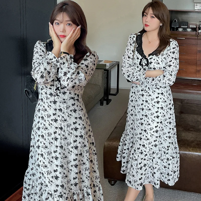 118cm Plus Size Clothing New Fashion Streetwear V neck Printing A Line Long Sleeve Women Long Dress XL-5XL
118cm Plus Size Clothing New Fashion Streetwear V neck Printing A Line Long Sleeve Women Long Dress XL-5XL