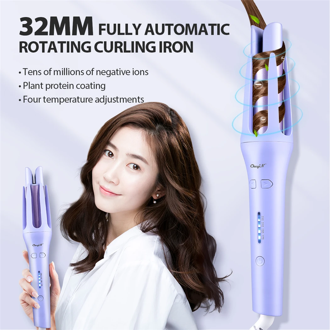 CkeyiN Automatic Hair Curler 32MM Auto Rotating Ceramic Hair Roller Professional Curling Iron Curling Wand Hair Waver
CkeyiN Automatic Hair Curler 32MM Auto Rotating Ceramic Hair Roller Professional Curling Iron Curling Wand Hair Waver