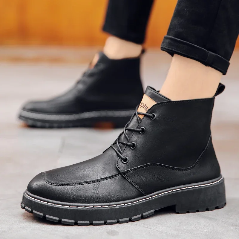 Men's Autumn Winter Black Tooling Boots Fashion Hot Sale Lace-up Shoes for Men Motorcycle Ankle Boots Male Outdoor Casual Shoes
Men's Autumn Winter Black Tooling Boots Fashion Hot Sale Lace-up Shoes for Men Motorcycle Ankle Boots Male Outdoor Casual Shoes