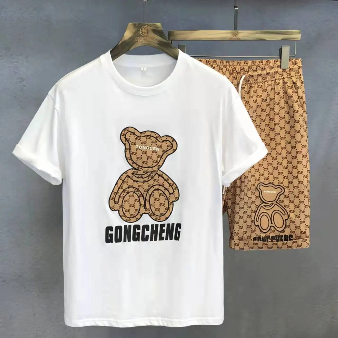 Harajuku Khaki Retro Bear Plaid Two Pieces Sets High Street Fashion Men Women Casual T Shirts and Shorts Summer Loose Oversized
Harajuku Khaki Retro Bear Plaid Two Pieces Sets High Street Fashion Men Women Casual T Shirts and Shorts Summer Loose Oversized