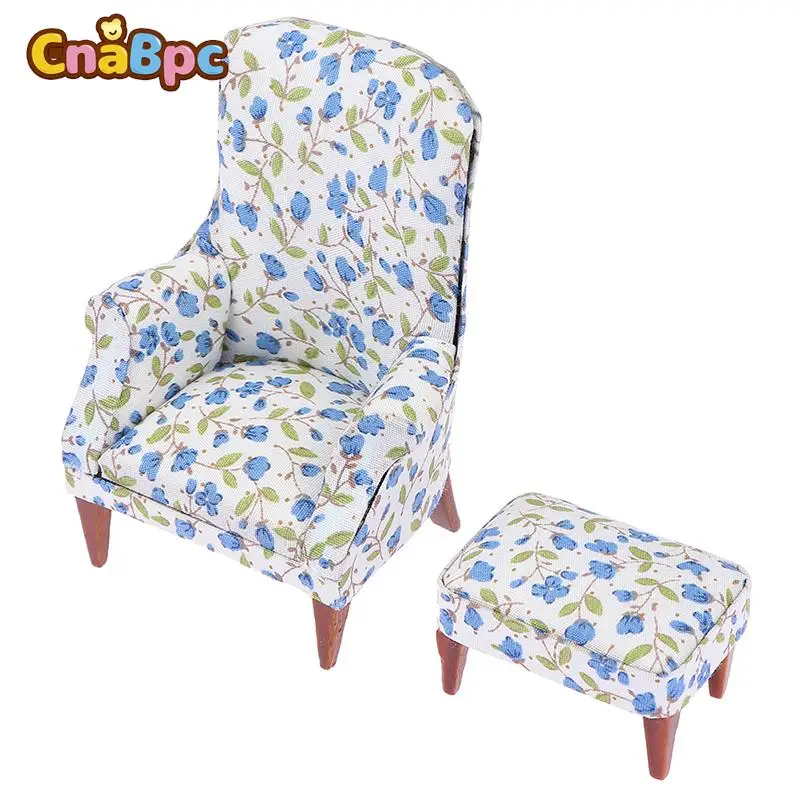 1Set European style 1:12 Dollhouse Wooden Single Sofa Miniature Armchair Floral Sofa With Footrest Dolls House Furniture Decor
1Set European style 1:12 Dollhouse Wooden Single Sofa Miniature Armchair Floral Sofa With Footrest Dolls House Furniture Decor