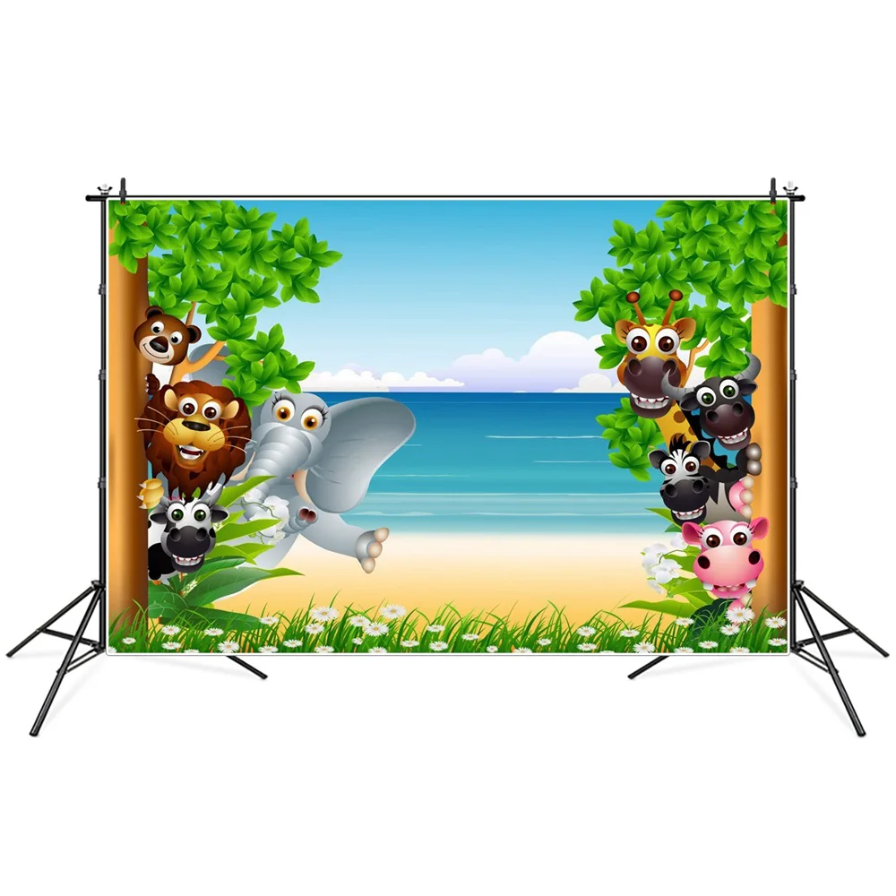 

Jungle Safari Animal Beach Photography Backdrops Custom Baby Home Party Birthday Decoration Photo Booth Photographic Backgrounds