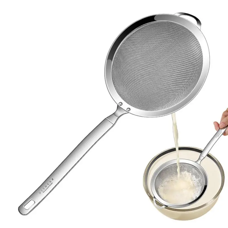 Тонкий сетчатый дуршлаг из нержавеющей стали, дуршлаг для масла с ручкой, тонкий дуршлаг для муки, пищевые дуршлаги для выпечки
Тонкий сетчатый дуршлаг из нержавеющей стали, дуршлаг для масла с ручкой, тонкий дуршлаг для муки, пищевые дуршлаги для выпечки