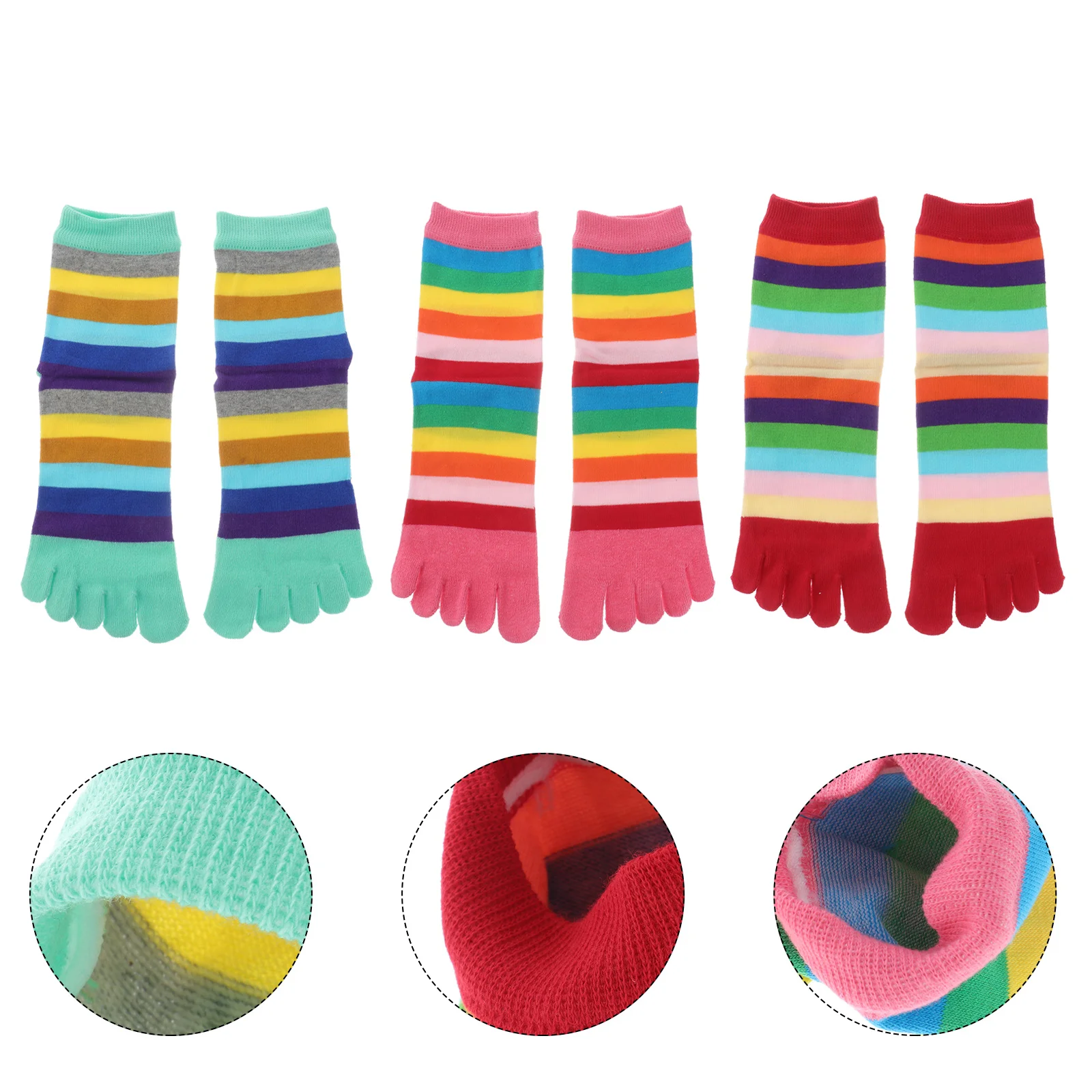 LIOOBO 3 Pairs Cotton Five-toe Socks Five- toe Socks Colorful Strip Cotton Five Finger Socks Sweat Absorbing Breathable for
LIOOBO 3 Pairs Cotton Five-toe Socks Five- toe Socks Colorful Strip Cotton Five Finger Socks Sweat Absorbing Breathable for