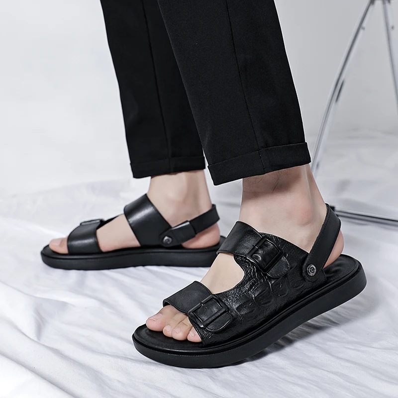 Сандалии мужские из натуральной кожи, модные Нескользящие, мягкая удобная Уличная обувь, пляжные тапочки, лето
Сандалии мужские из натуральной кожи, модные Нескользящие, мягкая удобная Уличная обувь, пляжные тапочки, лето