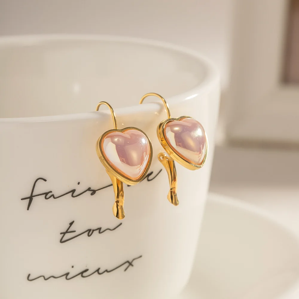 Pink Sweet Women's Female Earrings Fashionable Peach Heart Temperament Gold-plated Stainless Steel Jewelry For Girl 2PS
Pink Sweet Women's Female Earrings Fashionable Peach Heart Temperament Gold-plated Stainless Steel Jewelry For Girl 2PS