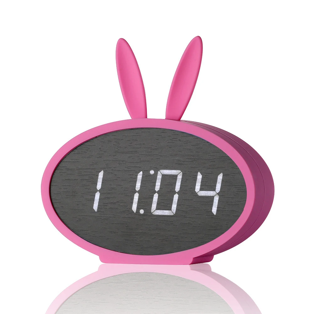 Cartoon Bunny Ears LED Wooden Digital Alarm Clock Voice Control Thermometer Display Pink
Cartoon Bunny Ears LED Wooden Digital Alarm Clock Voice Control Thermometer Display Pink