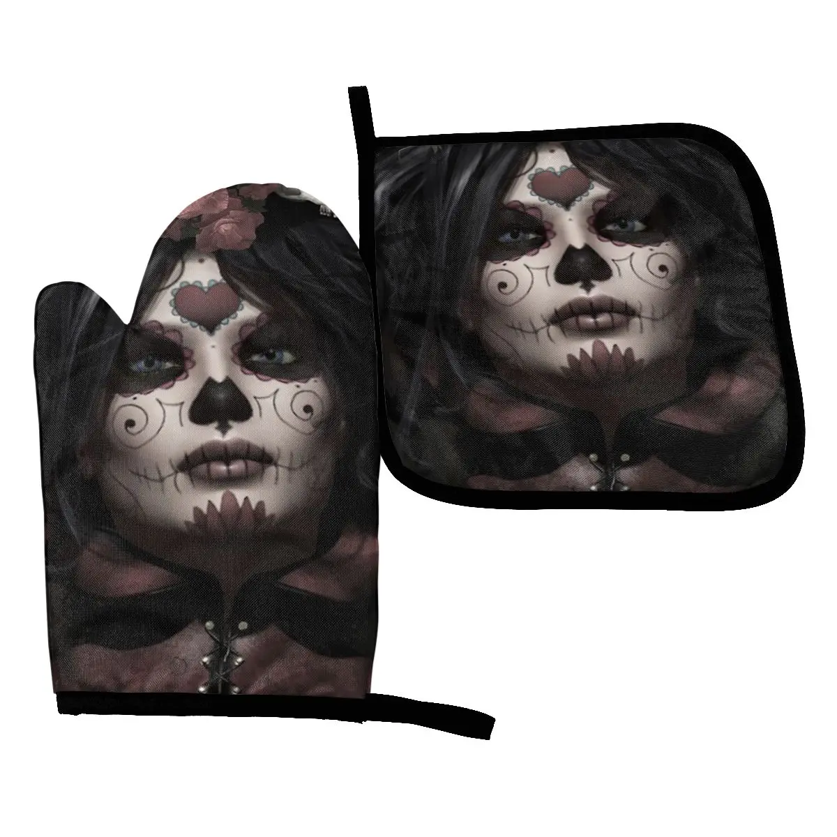 Catrina Skull Black Oven Mitts Gothic Darkness Potholder Pad Baking Oven Kitchen Cooking Gloves BBQ Microwave Insulation
Catrina Skull Black Oven Mitts Gothic Darkness Potholder Pad Baking Oven Kitchen Cooking Gloves BBQ Microwave Insulation