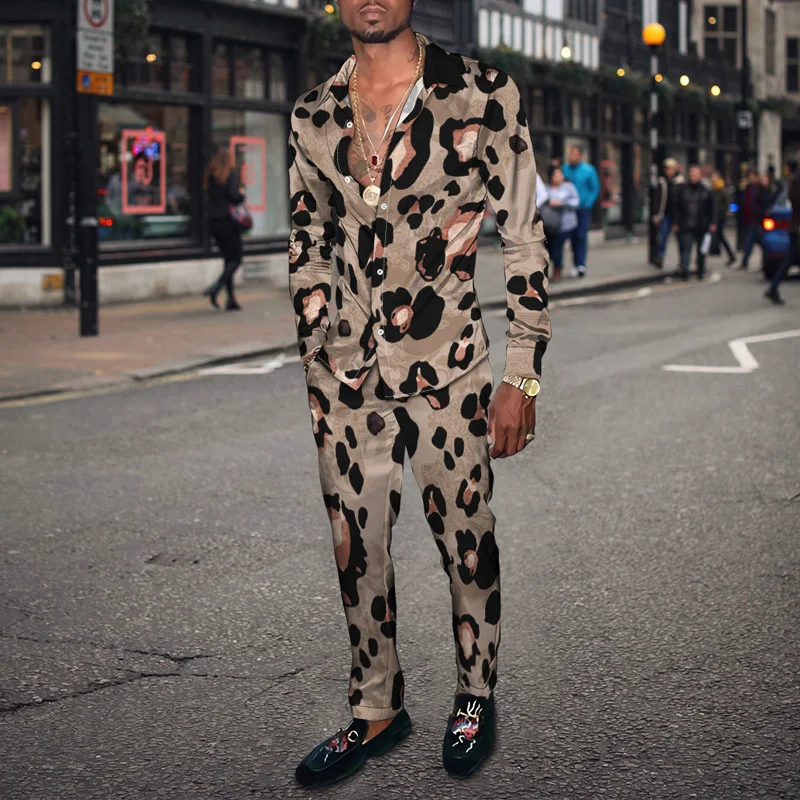 2023 Spring Autumn New Men's Suit Shirt Pants 2 Piece Set Fashion Retro Harajuku Leopard Cardigan Long Sleeve Hip Hop Clothing
2023 Spring Autumn New Men's Suit Shirt Pants 2 Piece Set Fashion Retro Harajuku Leopard Cardigan Long Sleeve Hip Hop Clothing