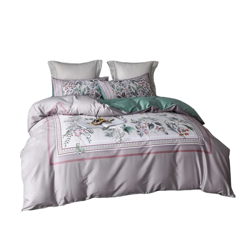 Long-staple Cotton Home Textile Bedding Set Gray Purple Botanical Pattern 4pcs Cover Bedsheet Pillow shams Queen King Size
Long-staple Cotton Home Textile Bedding Set Gray Purple Botanical Pattern 4pcs Cover Bedsheet Pillow shams Queen King Size