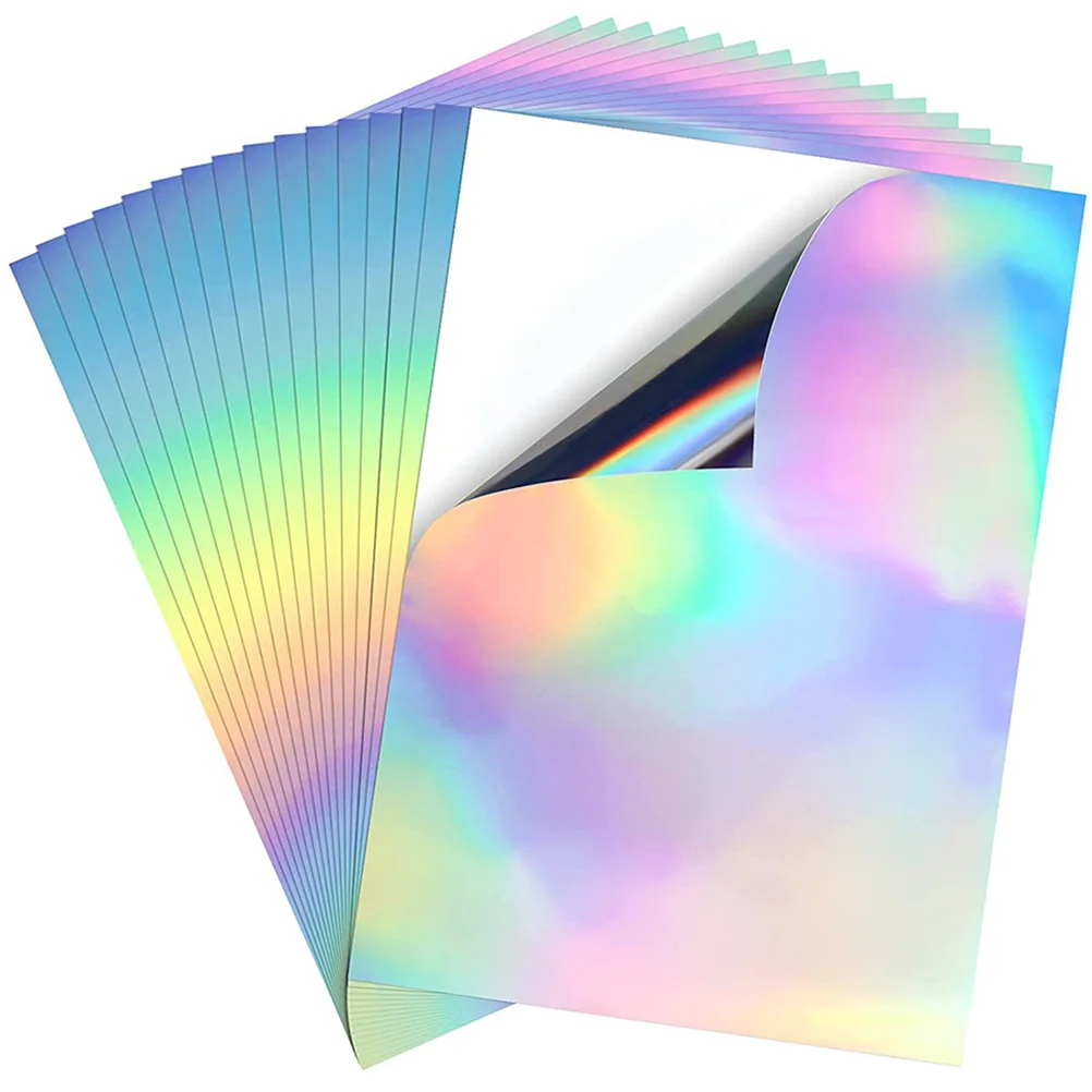 

20 Sheets Holographic Permanent Paper Cars Stickers Self Adhesive DIY Engraving Film Decals Jam