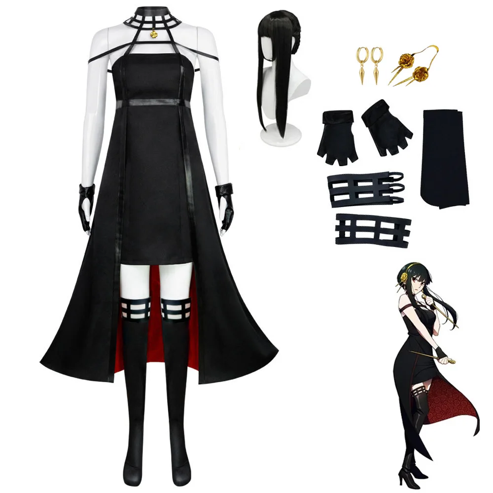Yor Forger Cosplay Anime Family Costume Black Long Dress Women Earring Hairpin Stockings Gloves Wig Set Halloween Suit
Yor Forger Cosplay Anime Family Costume Black Long Dress Women Earring Hairpin Stockings Gloves Wig Set Halloween Suit