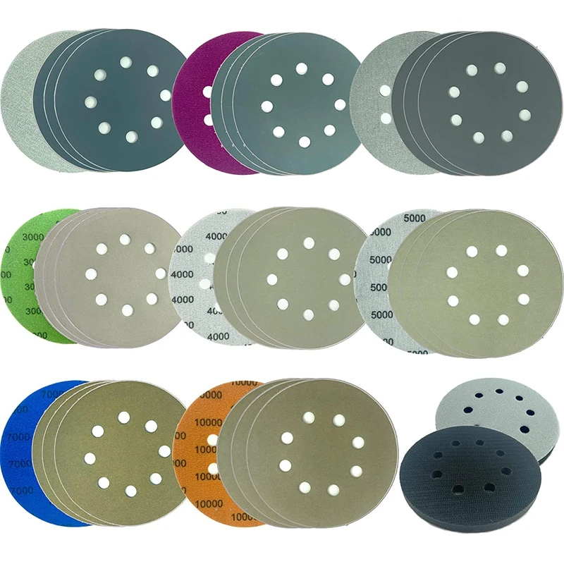 32Pcs 8 Hole Sandpaper Sanding Discs Hook And Loop 60/180/240/400/800/1200/2500/4000/7000/10000 Grits With Interface Pad
32Pcs 8 Hole Sandpaper Sanding Discs Hook And Loop 60/180/240/400/800/1200/2500/4000/7000/10000 Grits With Interface Pad