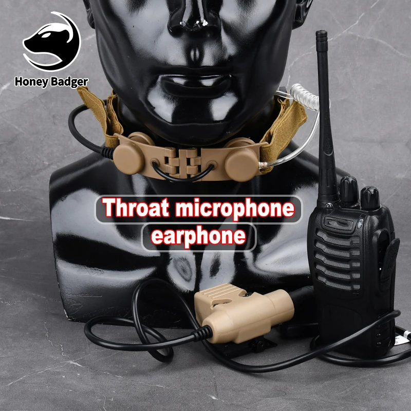 

Tactical Throat Microphone EarphonesPortable Neckband Earphone CS Sports Bowman Throat Mic Air Tube Headset No PPT Walkie Talkie
