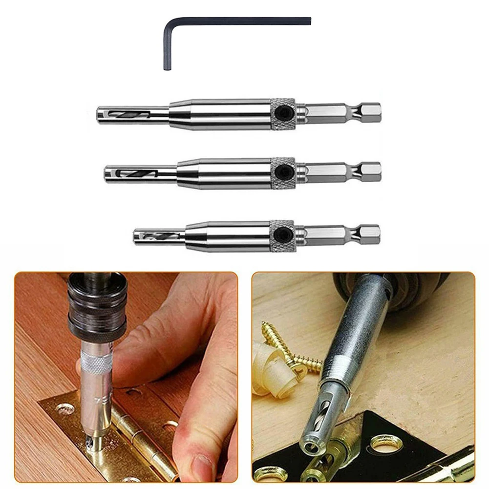 4pcs/set Hinge Drill Bit&Hex Wrench High-speed Steel Silver Electroplating Positioning Hole Opener Power Tool Accessories
4pcs/set Hinge Drill Bit&Hex Wrench High-speed Steel Silver Electroplating Positioning Hole Opener Power Tool Accessories