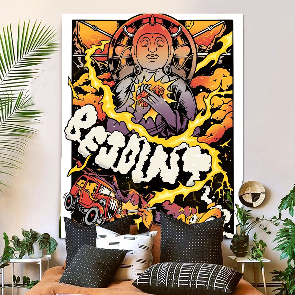 Exaggerated Buddhist Graffiti Tapestry Colorful Hippie Living Room Decorative Wall Cloth
Exaggerated Buddhist Graffiti Tapestry Colorful Hippie Living Room Decorative Wall Cloth