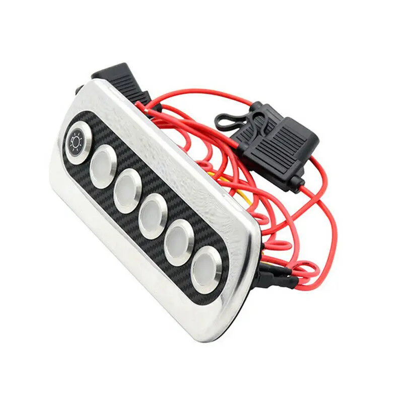 Carbon Fiber Push Button Switch Panel 12V 20A w/ Red LED For RV Boat Yacht IP66
Carbon Fiber Push Button Switch Panel 12V 20A w/ Red LED For RV Boat Yacht IP66