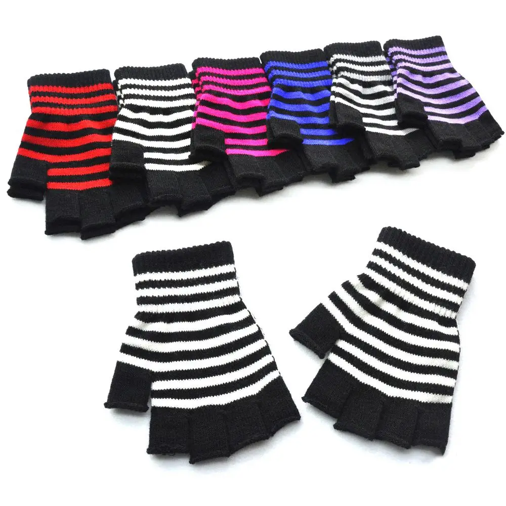 Gothic Fingerless Warm Winter Elastic Knitted Gloves Knit Mittens Striped Thicken
Gothic Fingerless Warm Winter Elastic Knitted Gloves Knit Mittens Striped Thicken