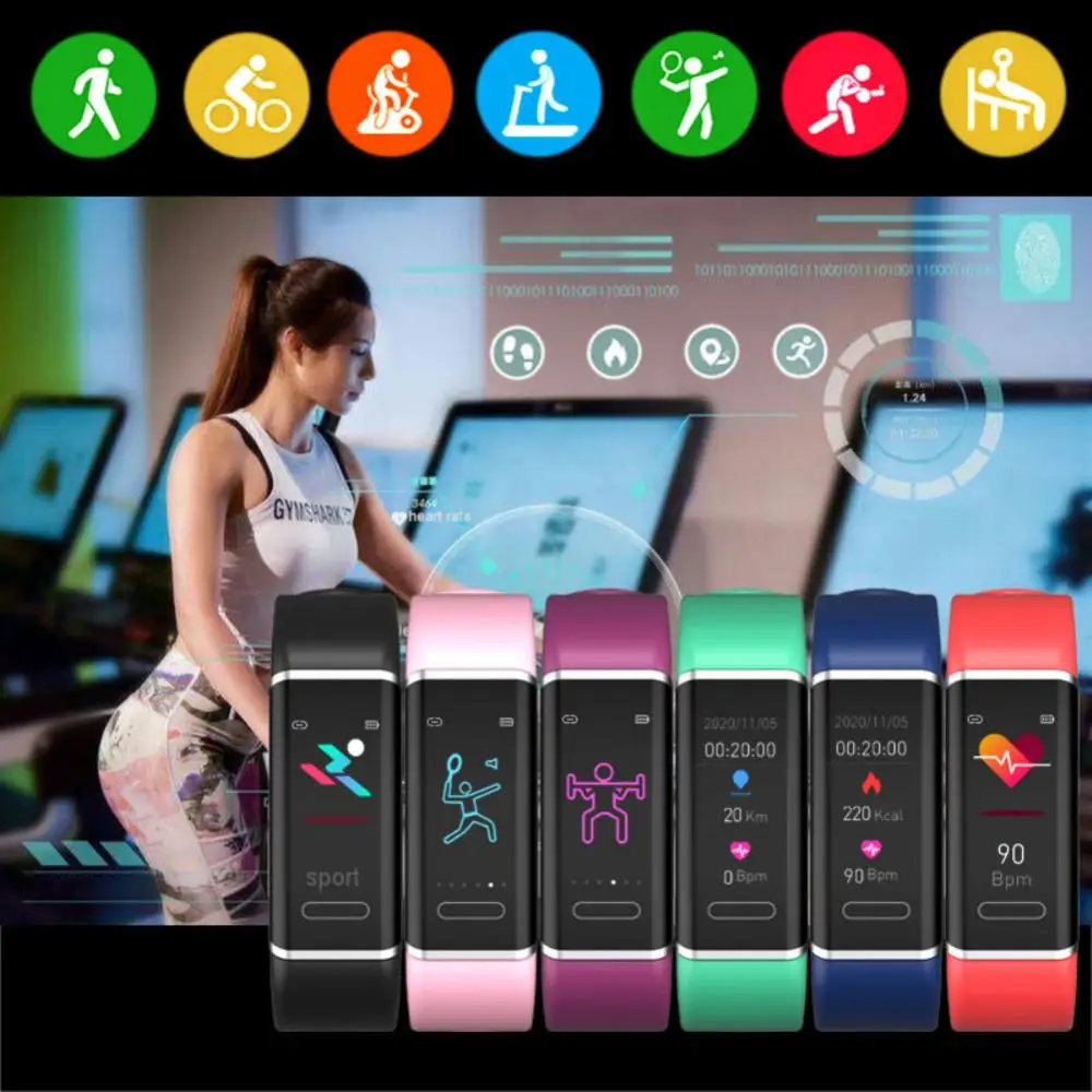 

Silicone Fitness Bracelet 0.96 Inches Smart Watch Heart Rate Monitor Sleep Monitor Smartband For Android Ios