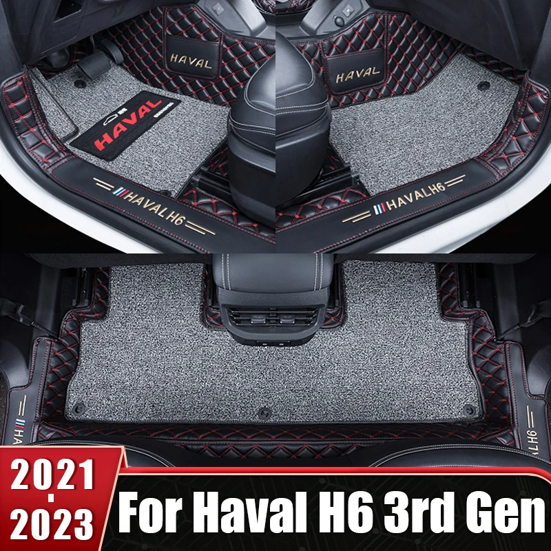 

Custom Leather Car Floor Mats For Haval H6 3rd Gen 2021 2022 2023 GT DHT-PHEV Non-slip Carpets Protection interior Accessories