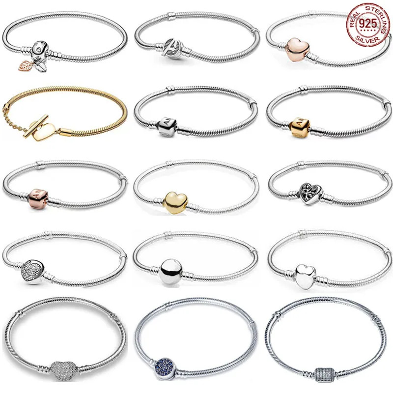 New 925 Sterling Silver Classic Bracelet Simple Snake Bone Chain Pandora Bracelet Fits Design Original Charm Beads Diy Jewelry
New 925 Sterling Silver Classic Bracelet Simple Snake Bone Chain Pandora Bracelet Fits Design Original Charm Beads Diy Jewelry