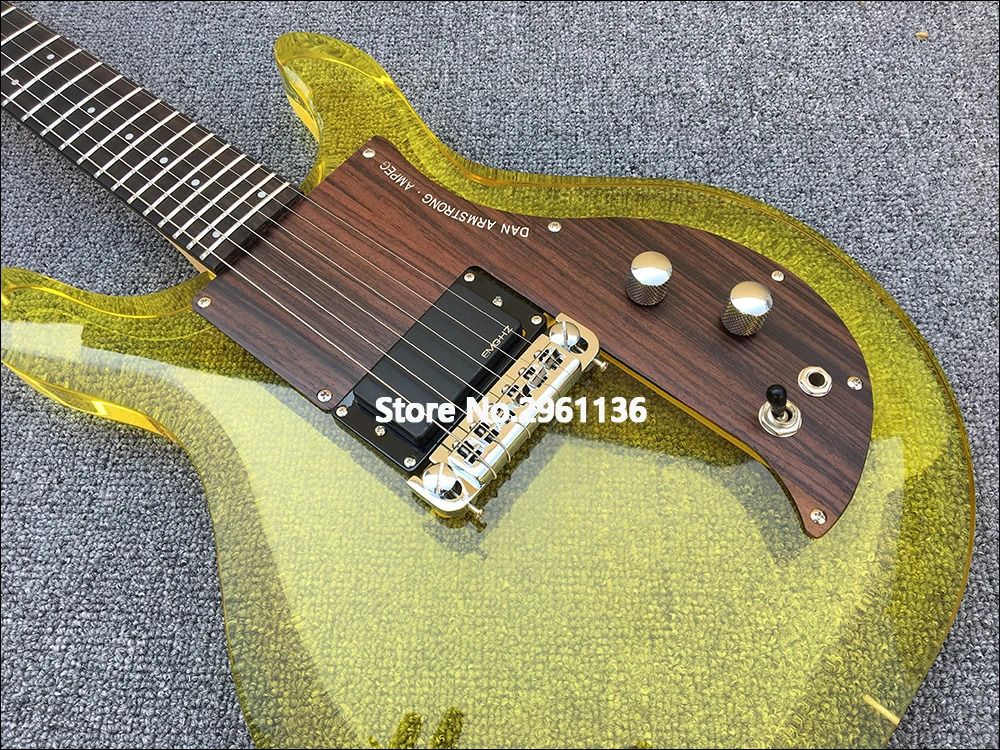 6 струн акриловый корпус Dan Armstrong Ampeg электрическая гитара из розового дерева Pickguard, Кленовая шея, Китай EMG пикап, обертывание вокруг задней части
6 струн акриловый корпус Dan Armstrong Ampeg электрическая гитара из розового дерева Pickguard, Кленовая шея, Китай EMG пикап, обертывание вокруг задней части