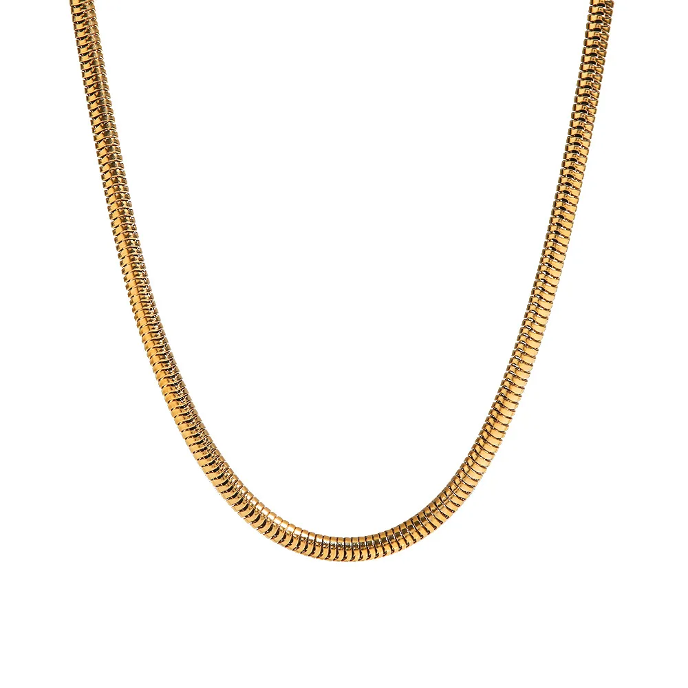 Stainless Steel PVD 18K Gold Plated Tarnish Waterproof Simply Snake Chain Choker Necklace For Woman Jewelry Wholesale Trendy
Stainless Steel PVD 18K Gold Plated Tarnish Waterproof Simply Snake Chain Choker Necklace For Woman Jewelry Wholesale Trendy