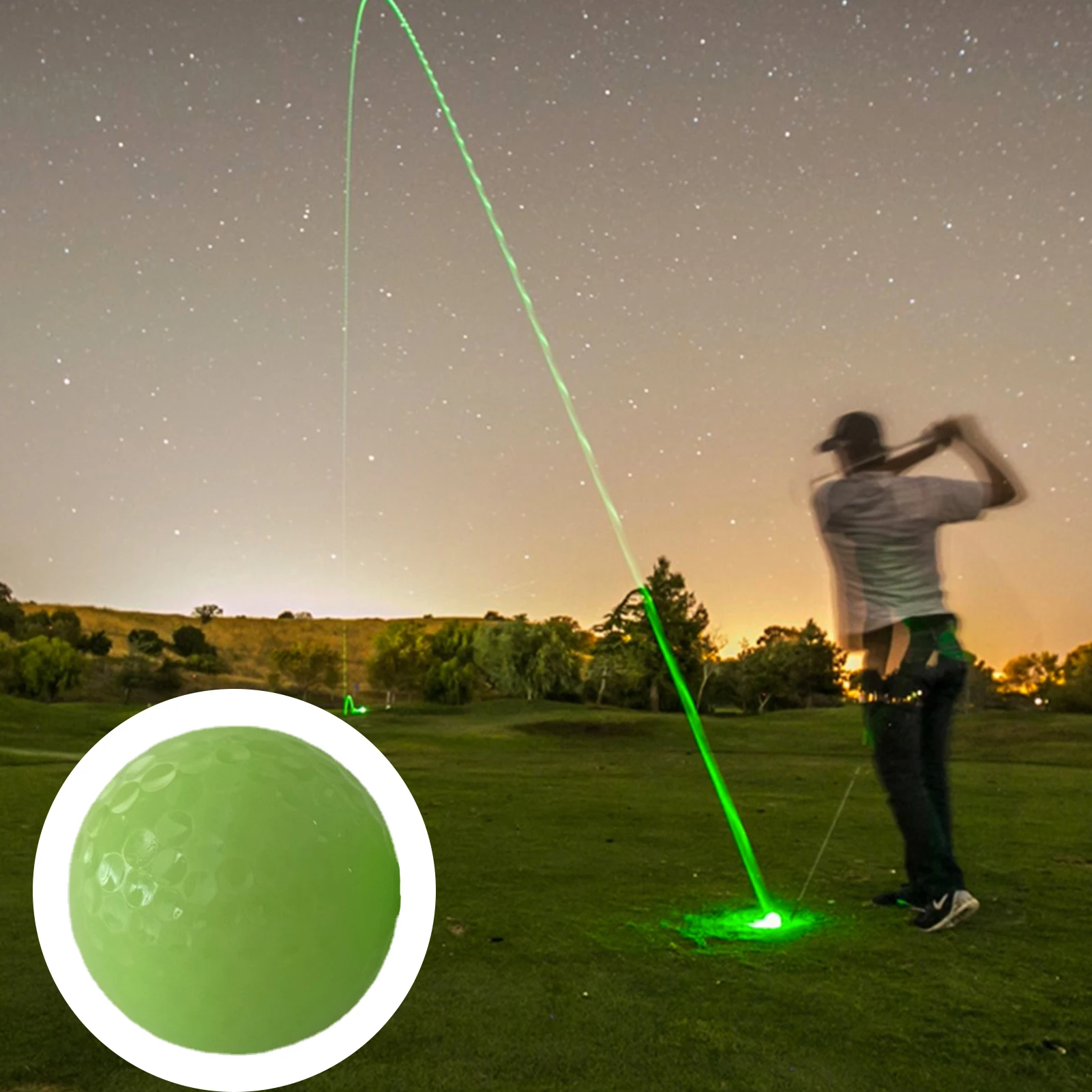 

1 шт. светящиеся мячи для гольфа для ночного спорта флуоресцентные светящиеся в темноте мячи для гольфа долговечные яркие светящиеся мячи