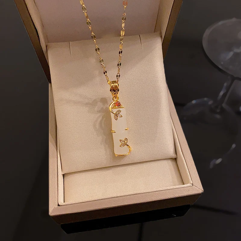 2023 New China-Chic High rise Bamboo Necklace ins Luxury Small crowd steel chalcedony clavicle chain neck chain
2023 New China-Chic High rise Bamboo Necklace ins Luxury Small crowd steel chalcedony clavicle chain neck chain