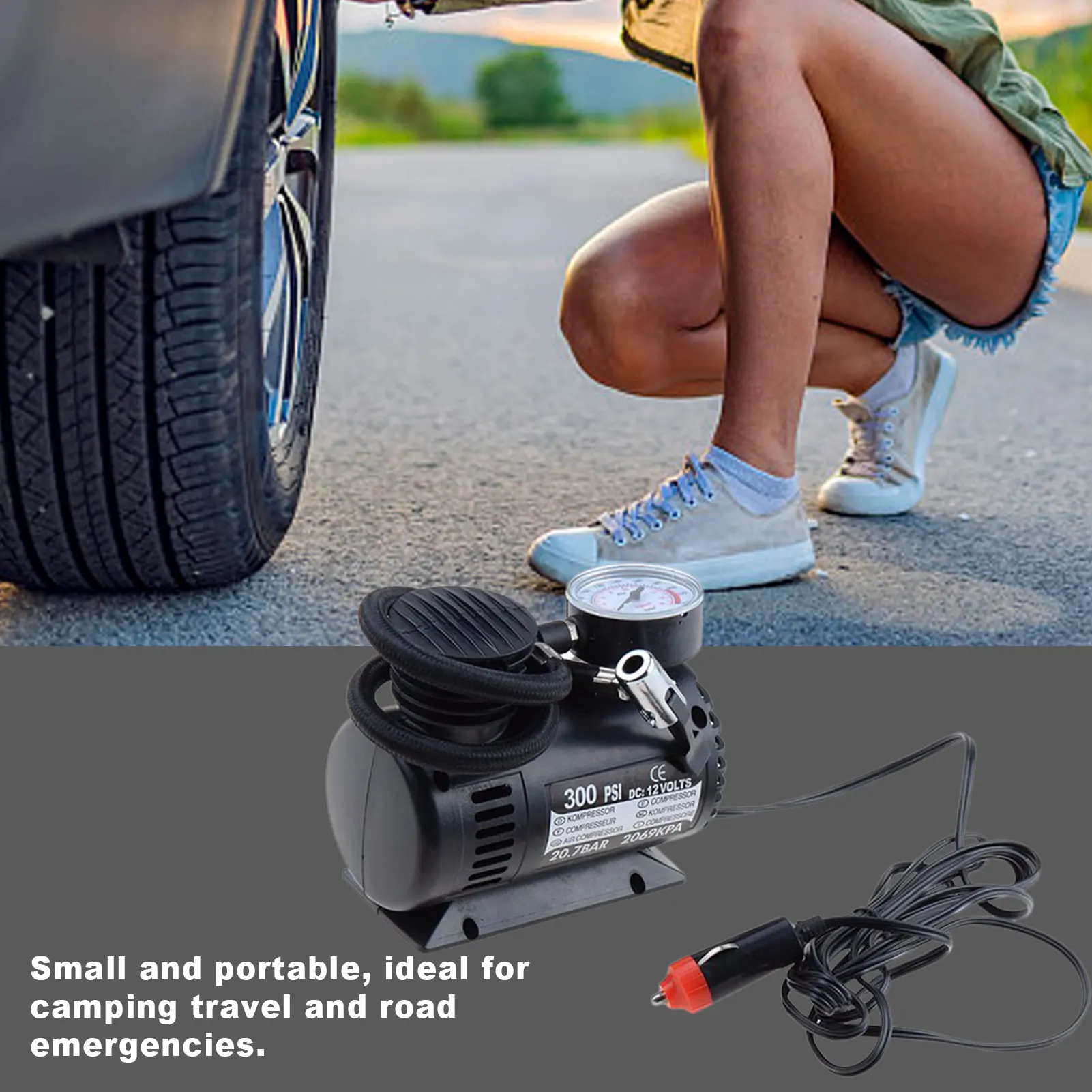 300PSI 12V Portable Mini Car Tire Electric Pump Durable Car Air Pump Compressor Automatic Auto Tyre Iator Pump Auto Accessory
300PSI 12V Portable Mini Car Tire Electric Pump Durable Car Air Pump Compressor Automatic Auto Tyre Iator Pump Auto Accessory