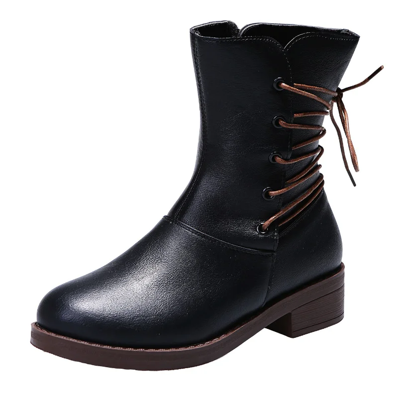 Autumn New Mid Calf Boots for Women Side Zipper Lace Up Retro Martin Boots Female Low Heels Round Toe Knight Boots Botas Mujer
Autumn New Mid Calf Boots for Women Side Zipper Lace Up Retro Martin Boots Female Low Heels Round Toe Knight Boots Botas Mujer