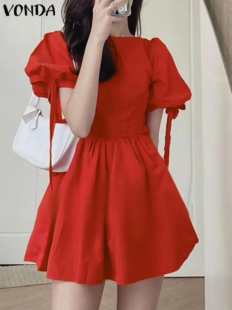 Dresses 2023 VONDA Women Summer Sundress Beach Holiday Vestidos Casual Round Neck Puff Sleeve Swing Solid Color Party Dress
Dresses 2023 VONDA Women Summer Sundress Beach Holiday Vestidos Casual Round Neck Puff Sleeve Swing Solid Color Party Dress