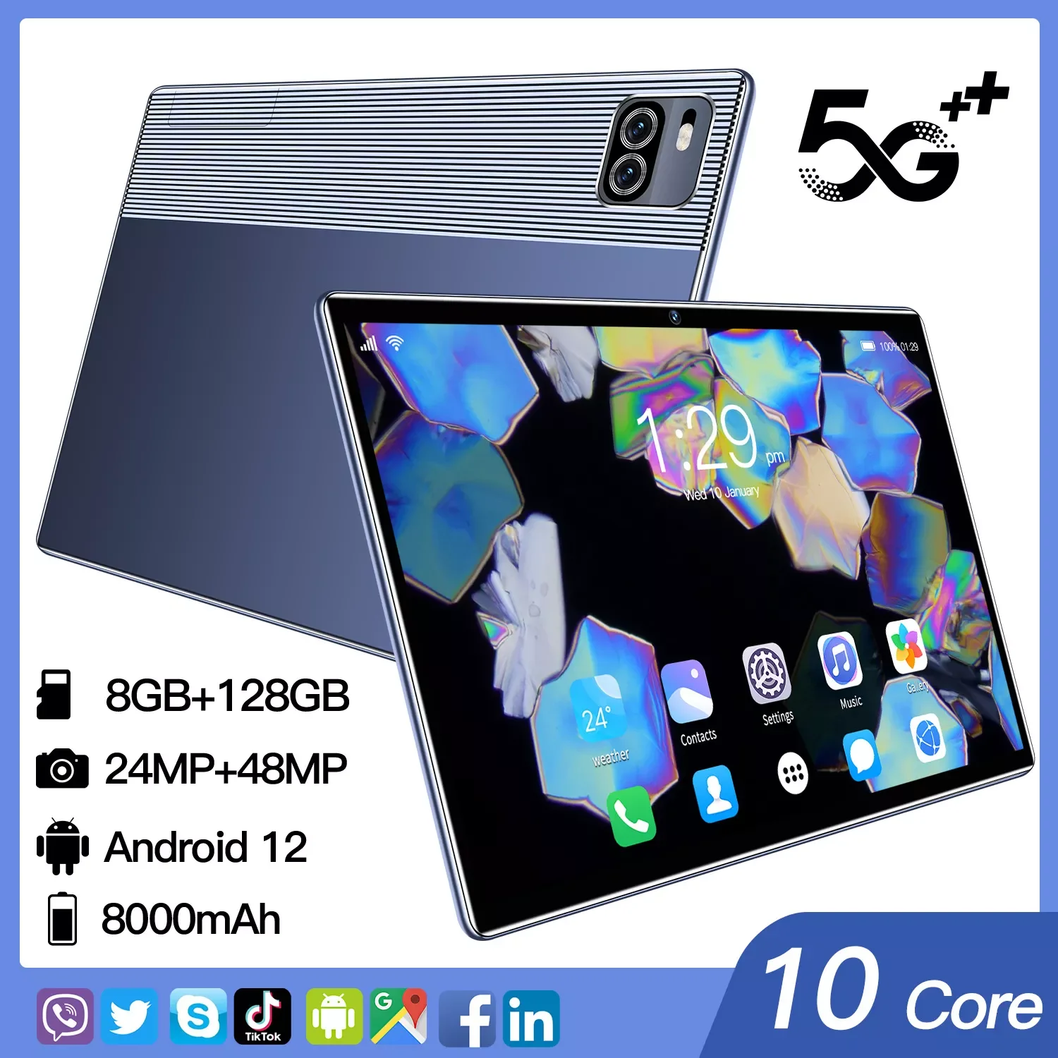 Android 12 Tablet X101 8800mAh GPS Qualcomm 870 10 Core Google Play WIFI Pad 8+ 128GB Dual SIM 48MP Hot Sale Laptop 10.1 Inch PC
Android 12 Tablet X101 8800mAh GPS Qualcomm 870 10 Core Google Play WIFI Pad 8+ 128GB Dual SIM 48MP Hot Sale Laptop 10.1 Inch PC