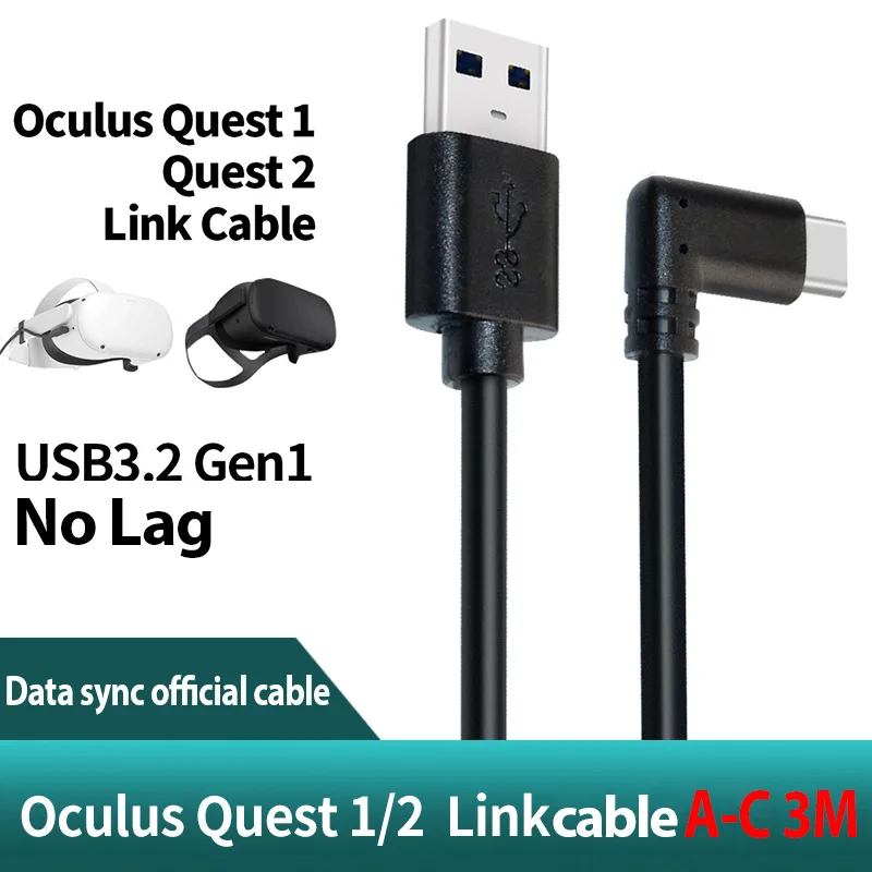 

Кабель для передачи данных Oculus Quest 2 USB 3,2 Gen 1, быстрая зарядка для Oculus Quest 2, аксессуары, шнур VR Type C 3 м 5 м