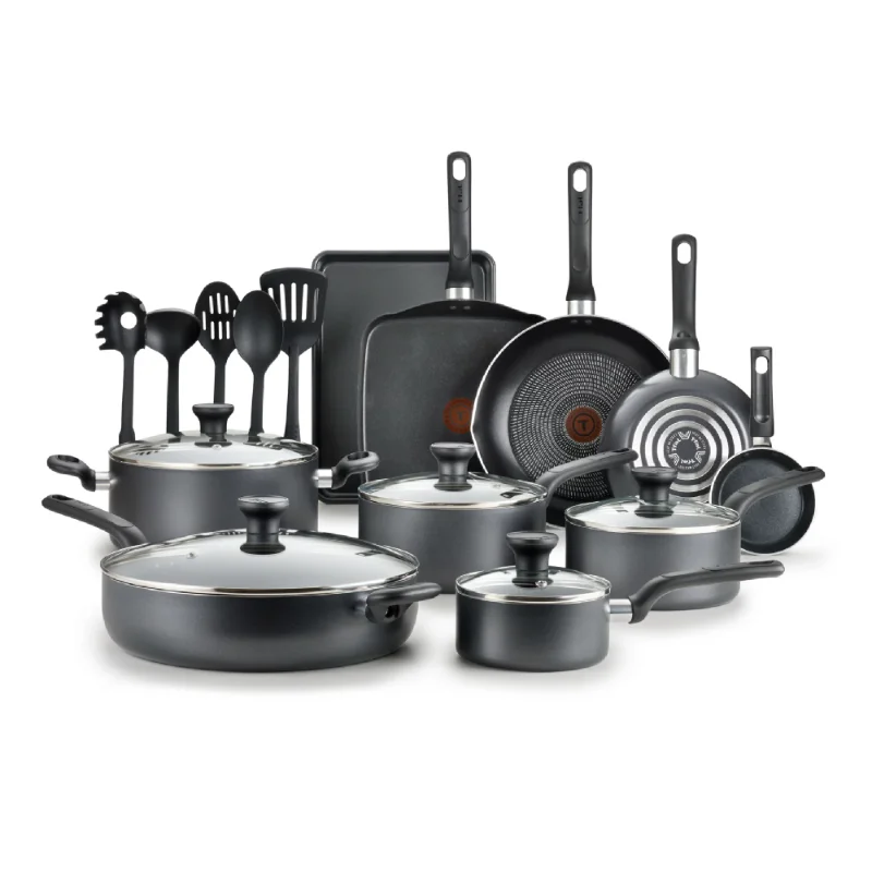 

T-fal Easy Care Nonstick Cookware, 20 Piece Set, Grey, Dishwasher Safecookware pots and pans set
