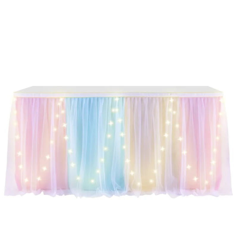 Tulle Table Skirt 6FT LED Baby Shower Table Cloth Without Battery Wedding Birthday Party Bar Family Table Halloween Decoration
Tulle Table Skirt 6FT LED Baby Shower Table Cloth Without Battery Wedding Birthday Party Bar Family Table Halloween Decoration