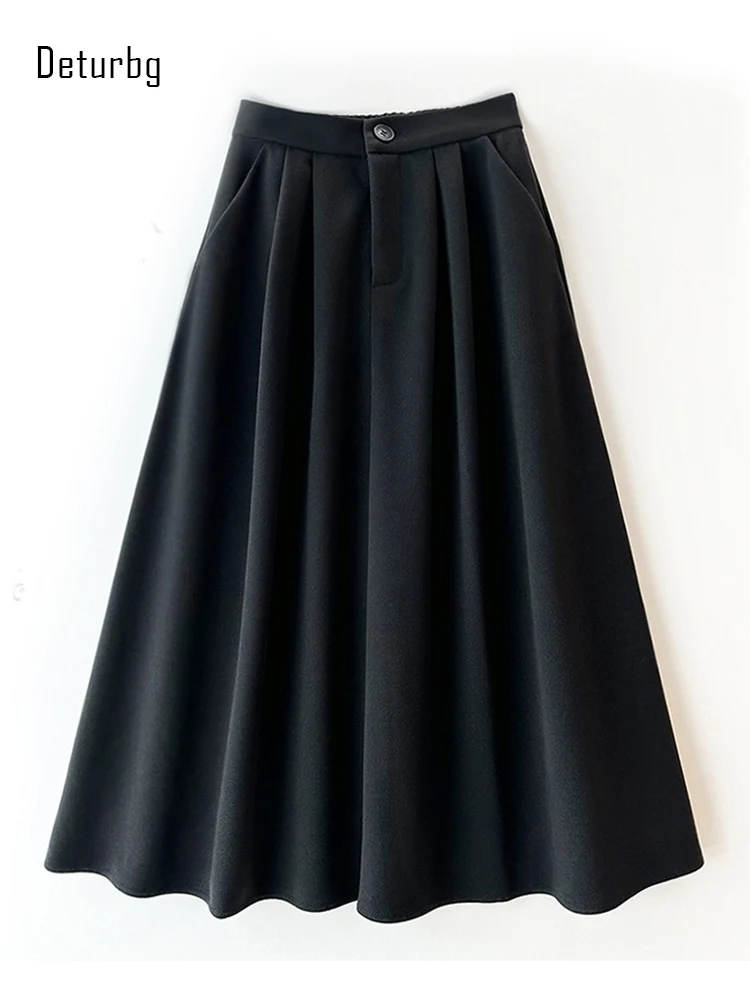 Womens Vintage Woolen Midi Long Skirt With Pockets Korean Fashion High Waist One Button Zipper Thickened Skirts 2023 Winter K378
Womens Vintage Woolen Midi Long Skirt With Pockets Korean Fashion High Waist One Button Zipper Thickened Skirts 2023 Winter K378