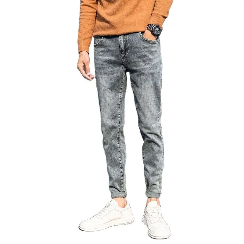 Summer 2022 Fashion Men's Smoky Denim Jeans Men's Pants Brand Korean Slim Feet Trousers Thin Grey Teenagers Ankle Length Pants
Summer 2022 Fashion Men's Smoky Denim Jeans Men's Pants Brand Korean Slim Feet Trousers Thin Grey Teenagers Ankle Length Pants