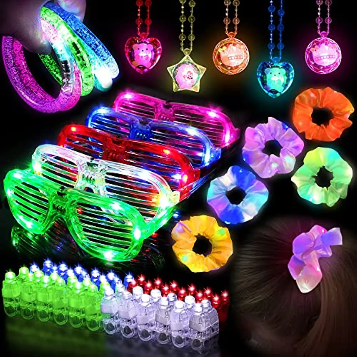 

Glow Bracelets Up Light Wedding Birthday Supplies Glow The In Neon Glowing Party Finger Party Light Dark 68pcs Necklace Glasses