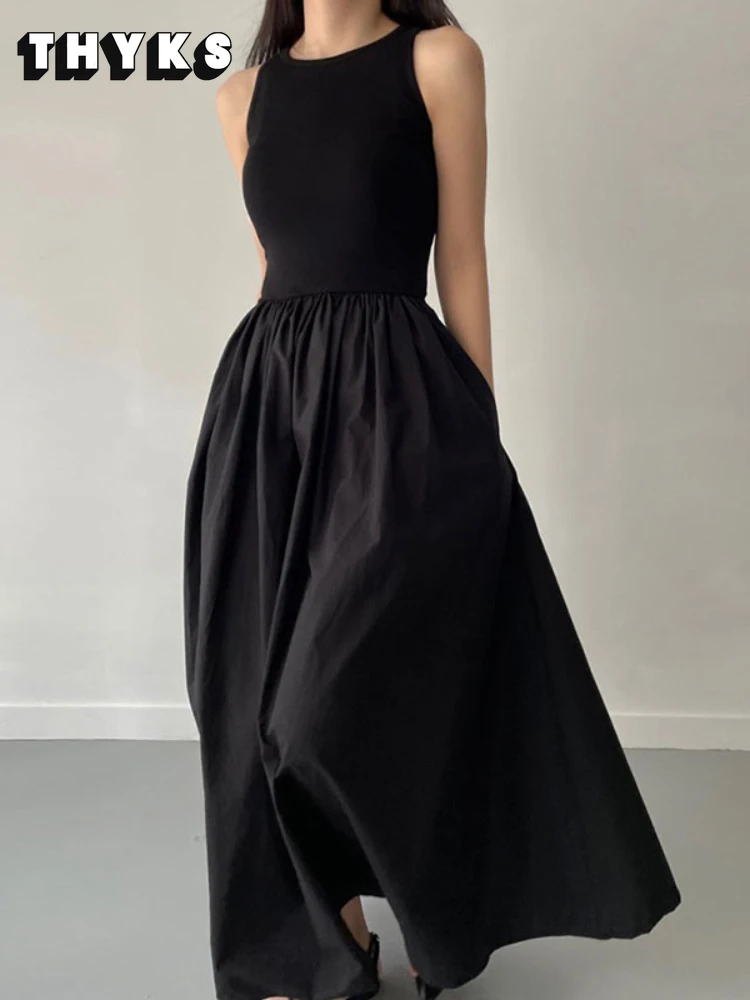 Elegant Chic Dress Women's Vintage Round Neck Sleeveless Paneled Ruched A-Line Midi Dress 2022 Summer Solid Color Fashion
Elegant Chic Dress Women's Vintage Round Neck Sleeveless Paneled Ruched A-Line Midi Dress 2022 Summer Solid Color Fashion